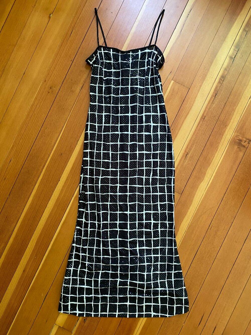 Vintage 90s Jessica McClintok Maxi Dress - Black and White - Size 4 / Small